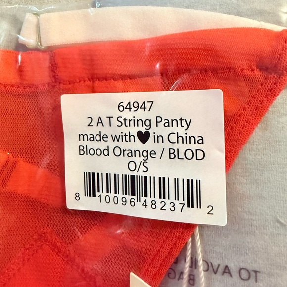 We Are HAH 2 A T String Panty Blood Orange OS Adjustable Pink Straps NWT - Picture 4 of 4